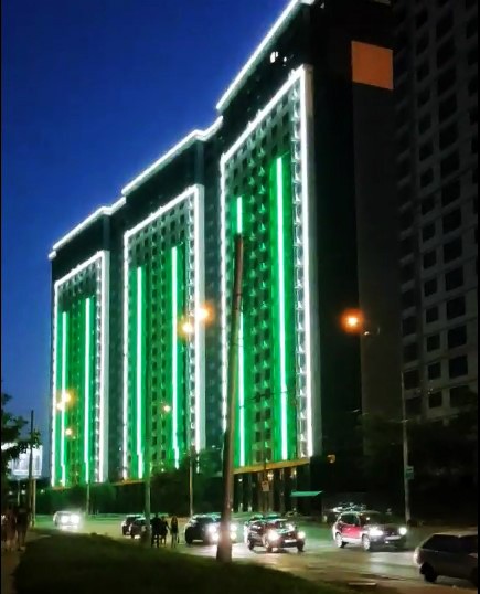 Подсветка жилого комплекса многоэтажки